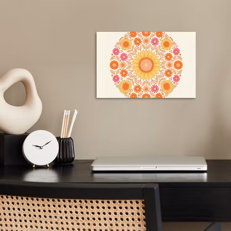 Bloemen - Mandala - Patroon - Kleurrijk poster papier klein -sfeer1
