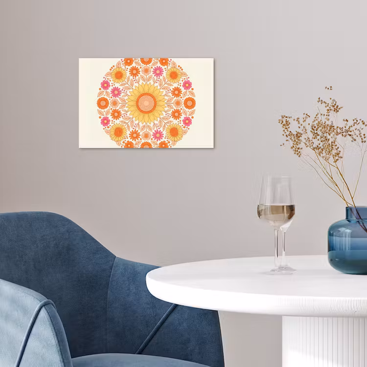 Bloemen - Mandala - Patroon - Kleurrijk poster papier klein -sfeer3
