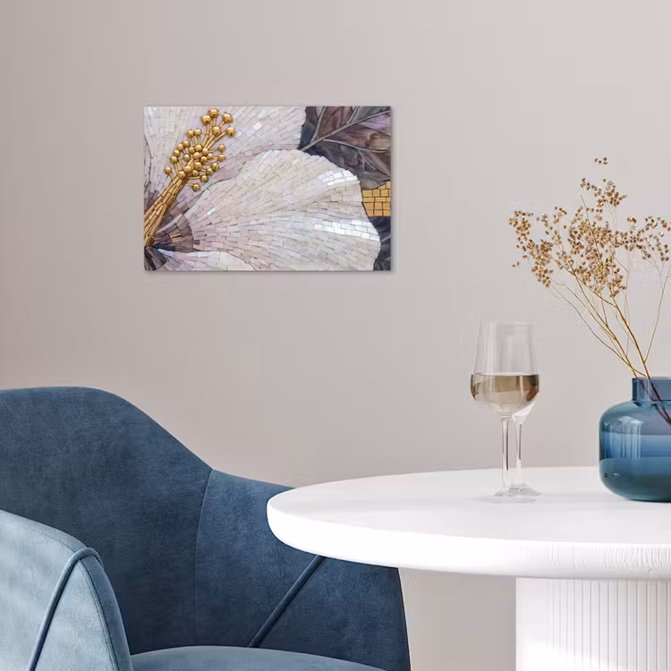 Bloemen - Mozaïek - Kunst - Modern - Goud poster papier klein -sfeer3