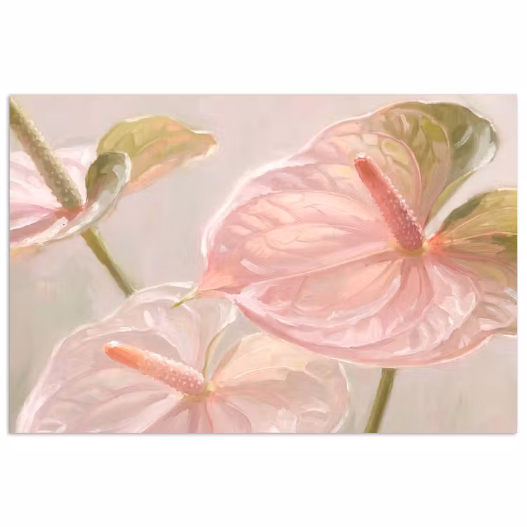 Bloemen - Pastel - Abstract - Natuur - Groen poster papier klein -3d