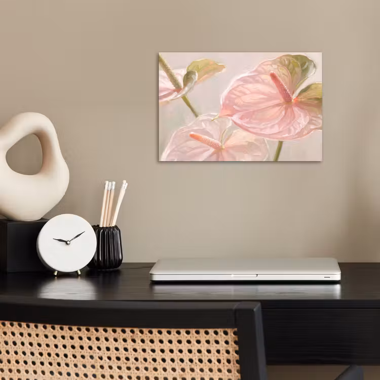 Bloemen - Pastel - Abstract - Natuur - Groen poster papier klein -sfeer1