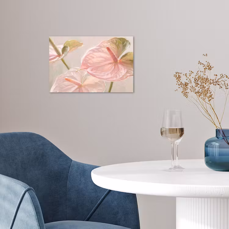 Bloemen - Pastel - Abstract - Natuur - Groen poster papier klein -sfeer3