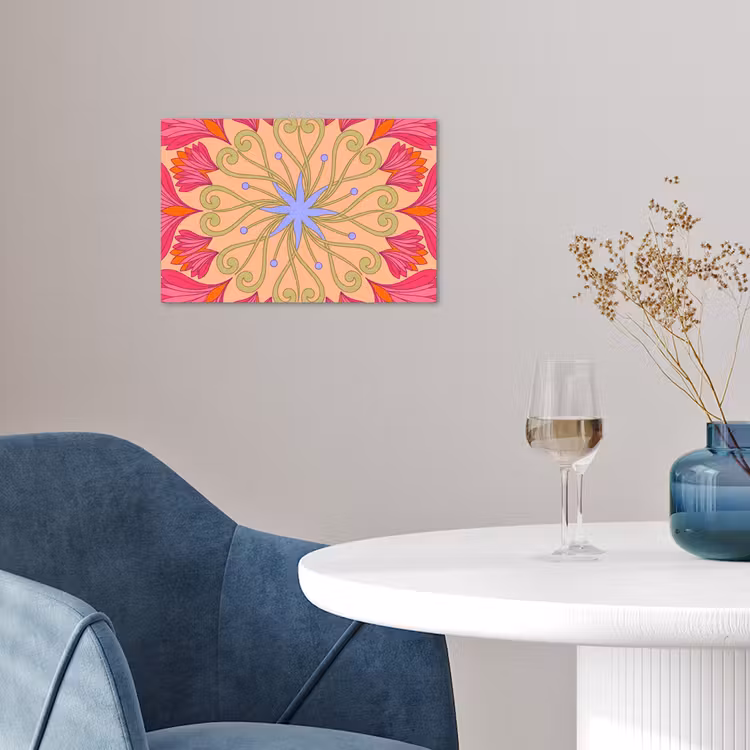 Bloemen - Patroon - Abstract - Roze - Decoratief poster papier klein -sfeer3