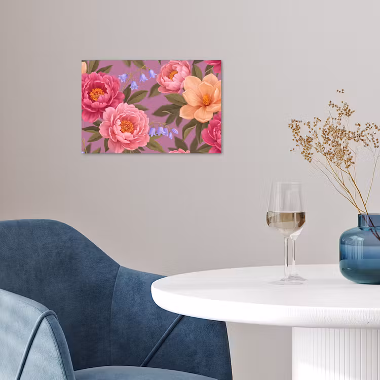 Bloemen - Patroon - Illustratie - Roze poster papier klein -sfeer3