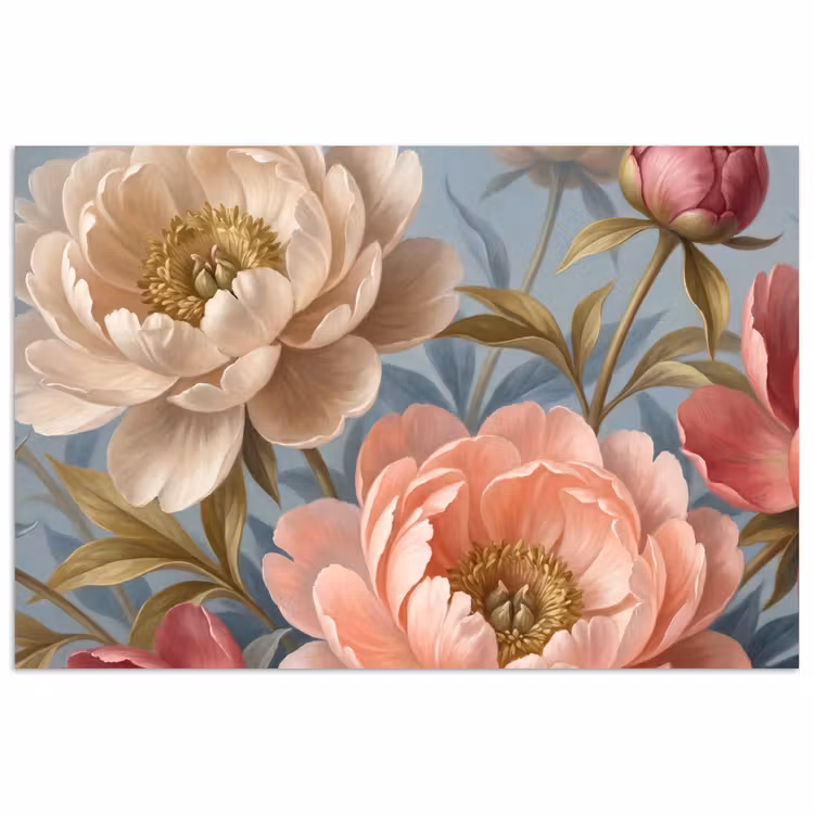 Bloemen - Roze - Beige - Modern - Natuur poster papier klein -3d