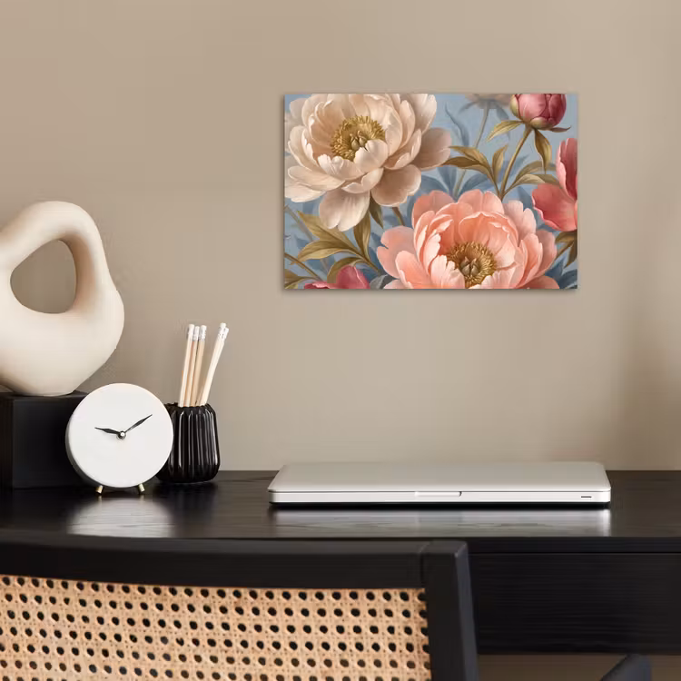 Bloemen - Roze - Beige - Modern - Natuur poster papier klein -sfeer1