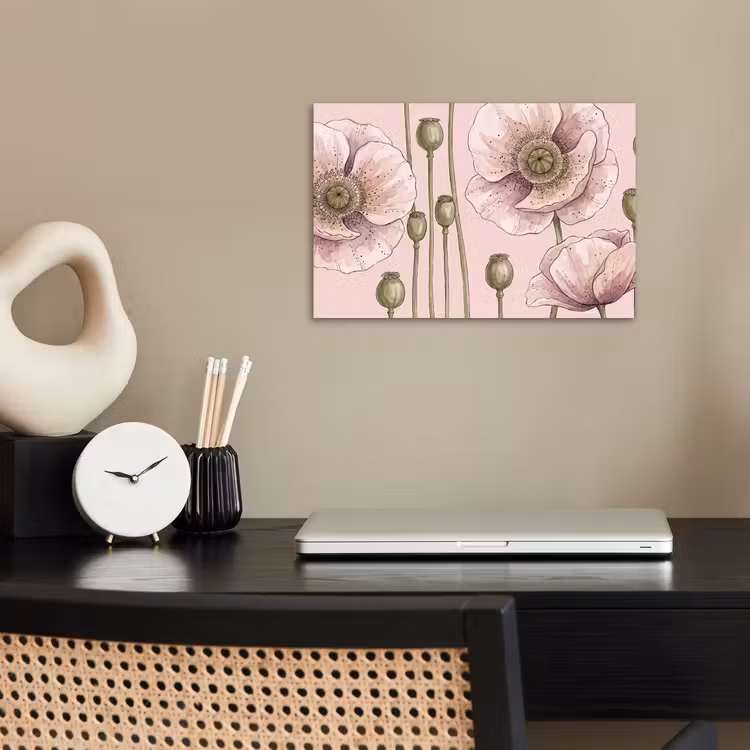 Bloemen - Zomer - Natuur - Aquarel - Roze poster papier klein -sfeer1