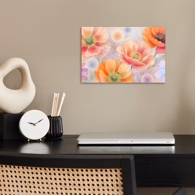 Bloemen - Aquarel - Natuur - Modern - Kleurrijk poster papier klein -sfeer1