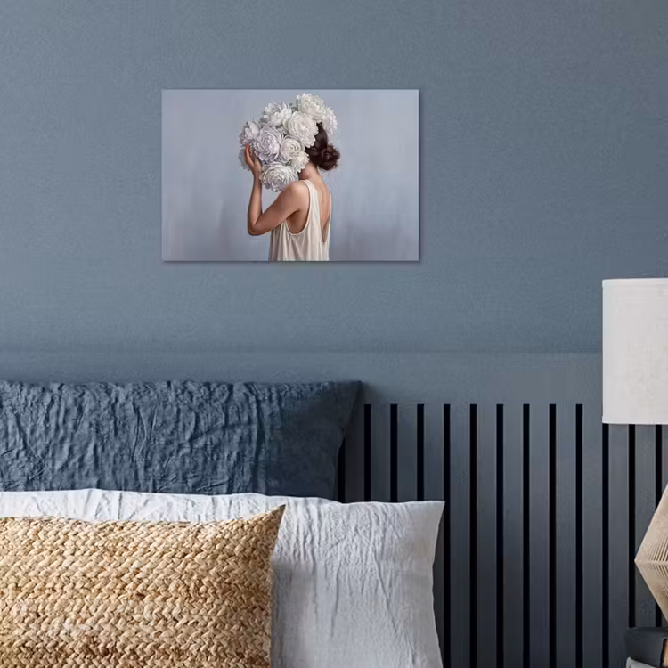 Bloemen - Vrouw - Wit poster papier klein -sfeer2