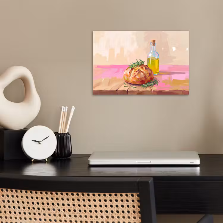 Eten - Brood - Olijfolie - Abstract - Keuken poster papier klein -sfeer1