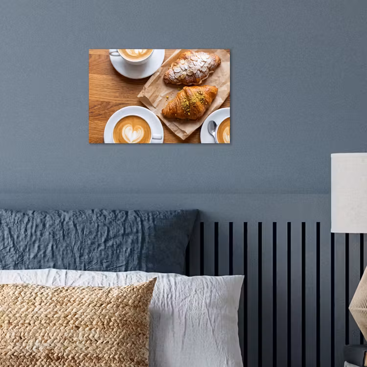 Eten - Croissant - Koffie - Ontbijt - Modern poster papier klein -sfeer2