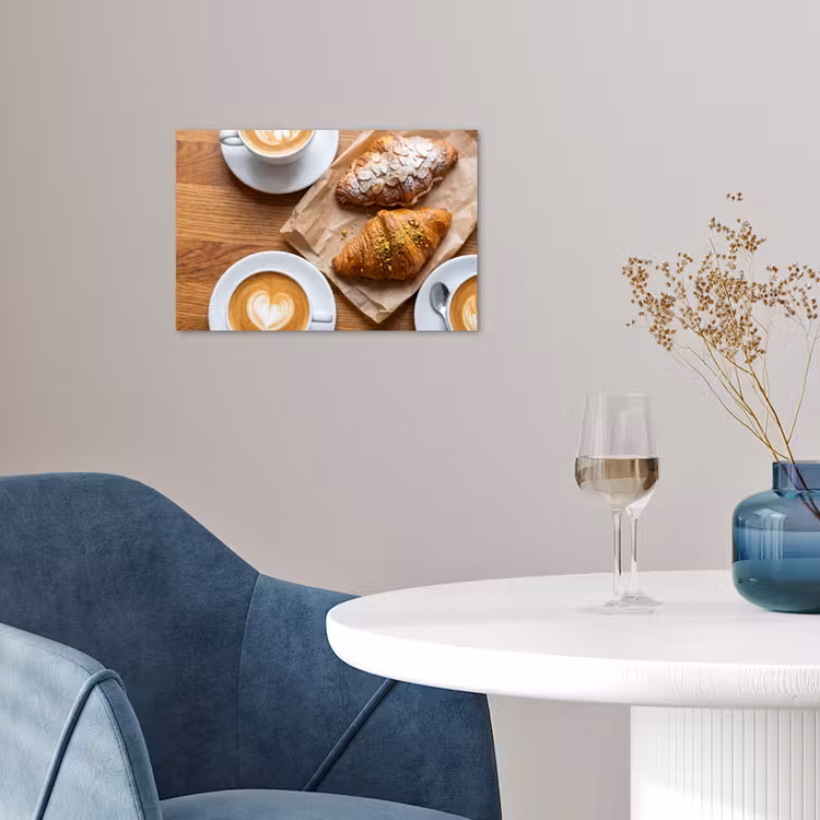 Eten - Croissant - Koffie - Ontbijt - Modern poster papier klein -sfeer3