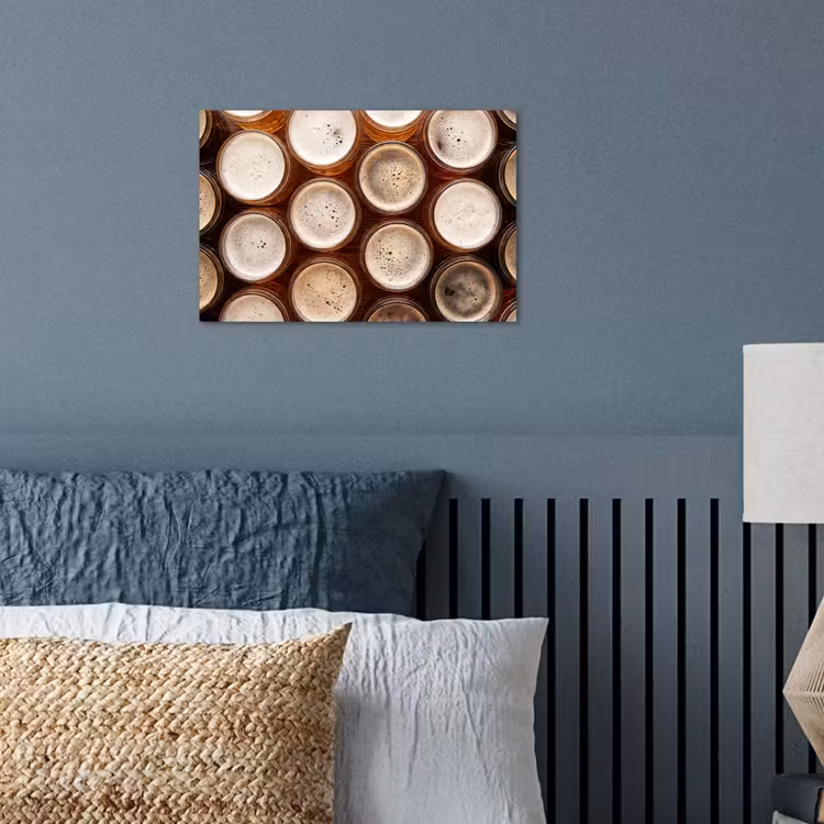 Eten - Glazen - Drank - Patroon - Bruin poster papier klein -sfeer2