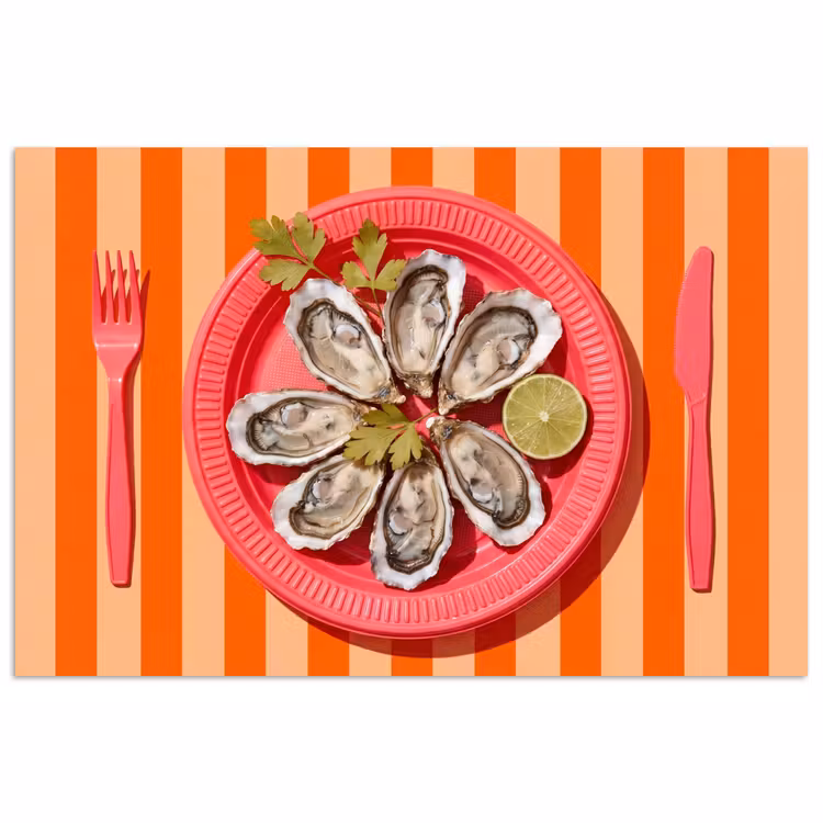 Eten - Oester - Zeevruchten - Oranje - Modern poster papier klein -3d