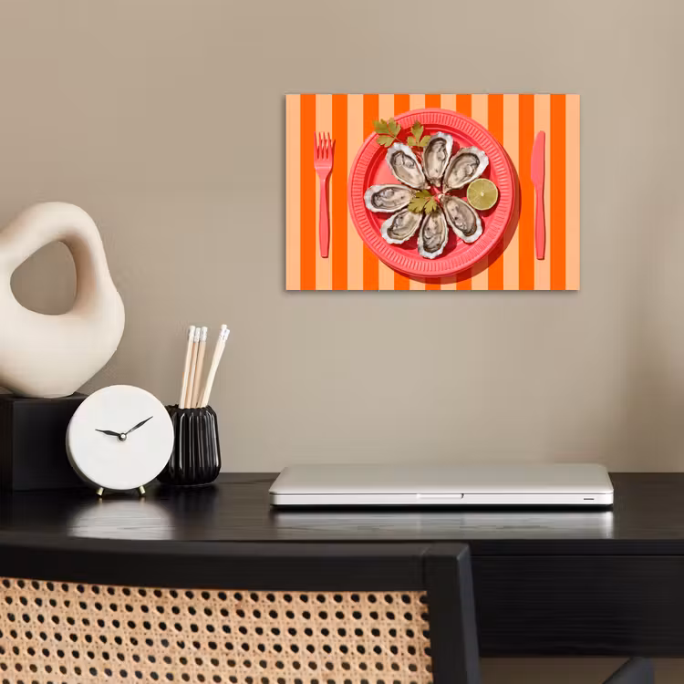 Eten - Oester - Zeevruchten - Oranje - Modern poster papier klein -sfeer1