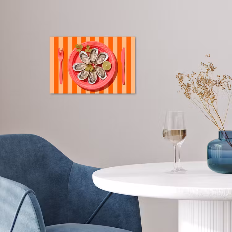 Eten - Oester - Zeevruchten - Oranje - Modern poster papier klein -sfeer3