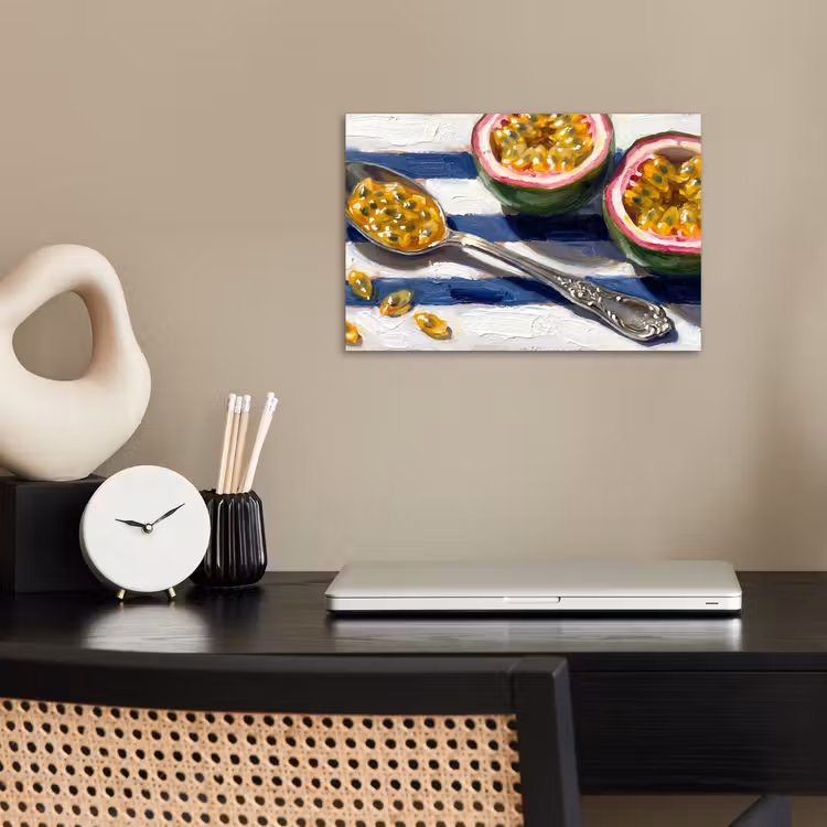 Eten - Passievrucht - Tropisch - Modern - Kleurrijk poster papier klein -sfeer1