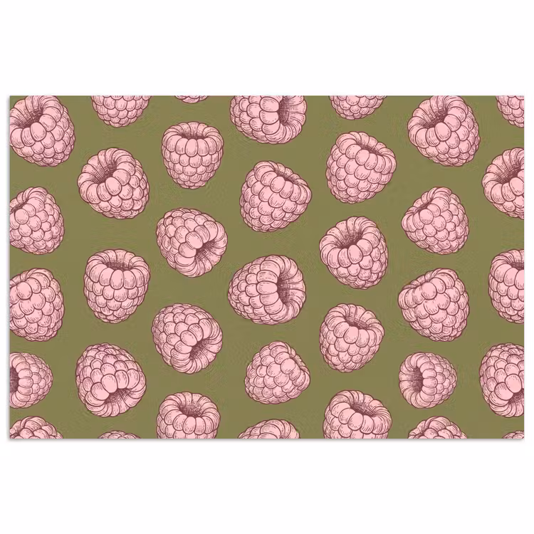 Eten - Patroon - Illustratie - Roze - Groen poster papier klein -3d
