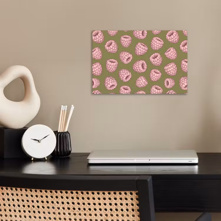 Eten - Patroon - Illustratie - Roze - Groen poster papier klein -sfeer1