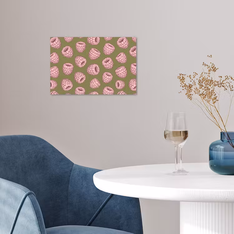 Eten - Patroon - Illustratie - Roze - Groen poster papier klein -sfeer3
