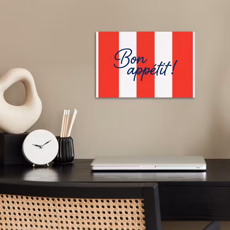 Eten - Spreuk - Keuken - Grafisch - Rood-Wit poster papier klein -sfeer1