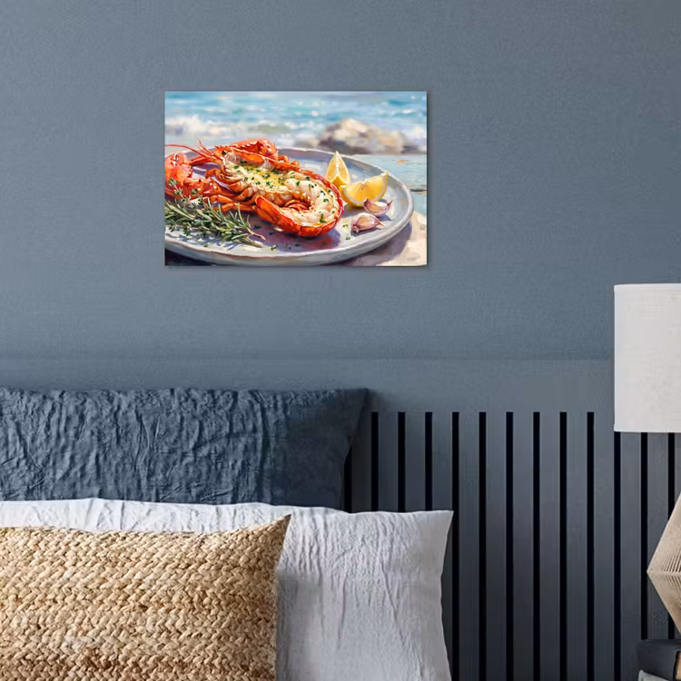 Eten - Zee - Kust - Modern - Blauw poster papier klein -sfeer2