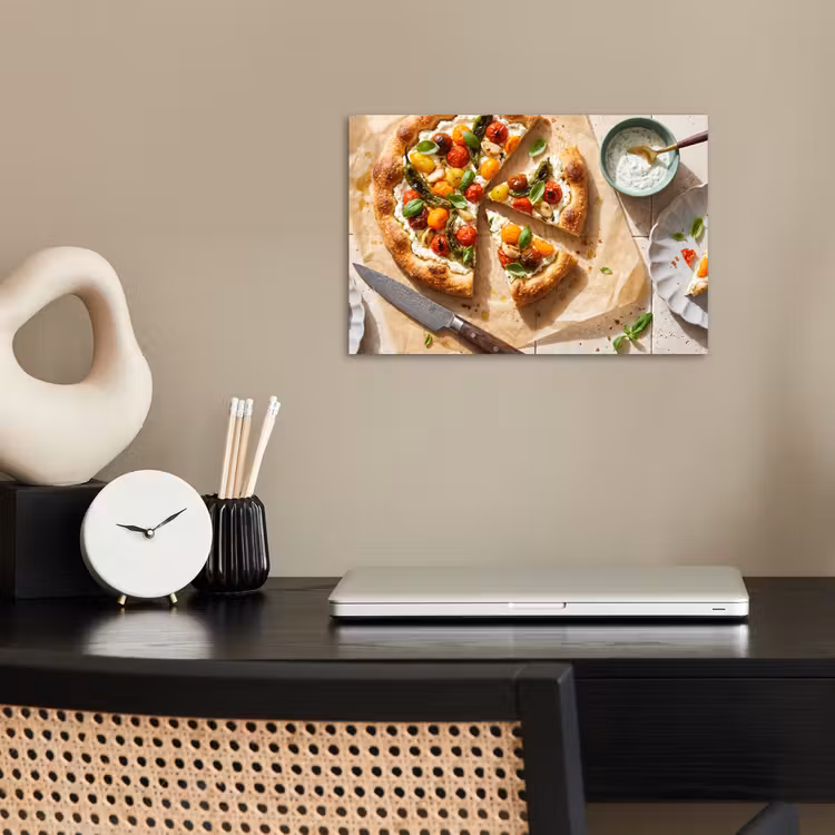 Eten - Tomaten - Basilicum - Maaltijd - Vers poster papier klein -sfeer1