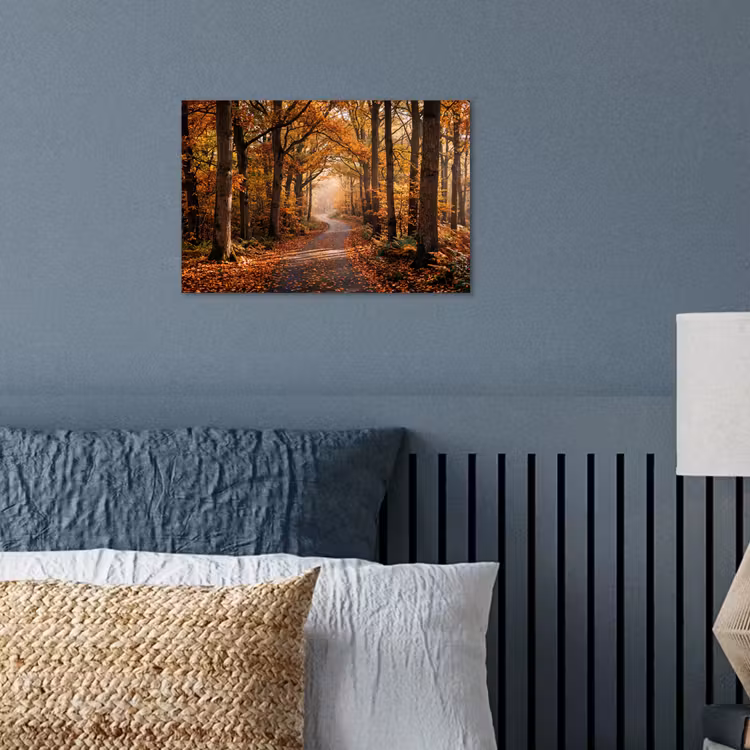 Bospad - Herfstbos - Bladeren - Oranje - Nostalgisch poster papier klein -sfeer2