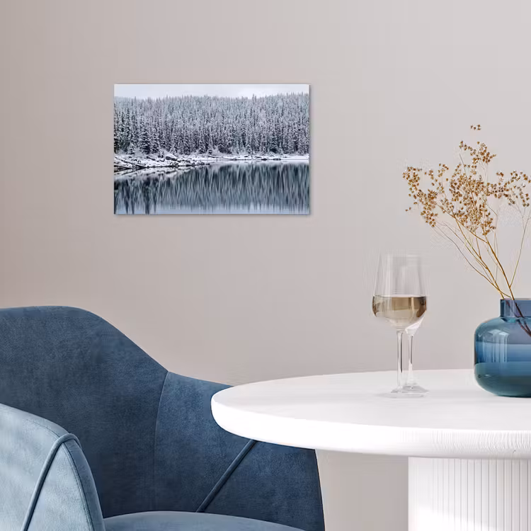Bos - Reflectie - Meer - Winter - Serene poster papier klein -sfeer3