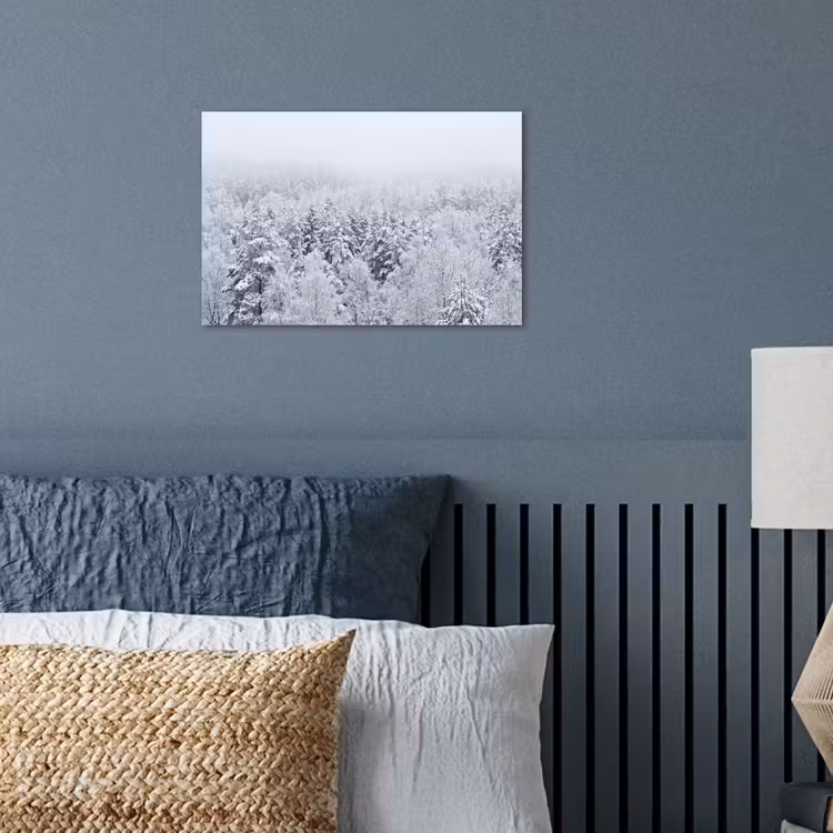 Bos - Sneeuw - Winter - Natuur - Wit poster papier klein -sfeer2