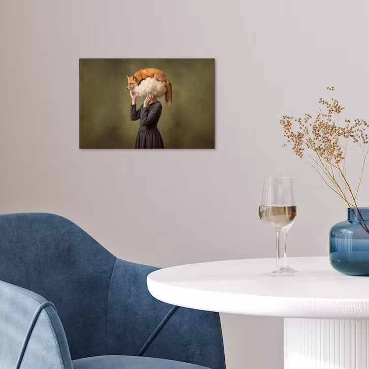 Vos - Surrealistisch - Groen poster papier klein -sfeer3