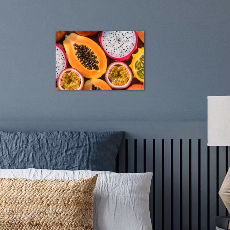 Fruit - Geopend - Tropisch - Eten - Kleurrijk poster papier klein -sfeer2