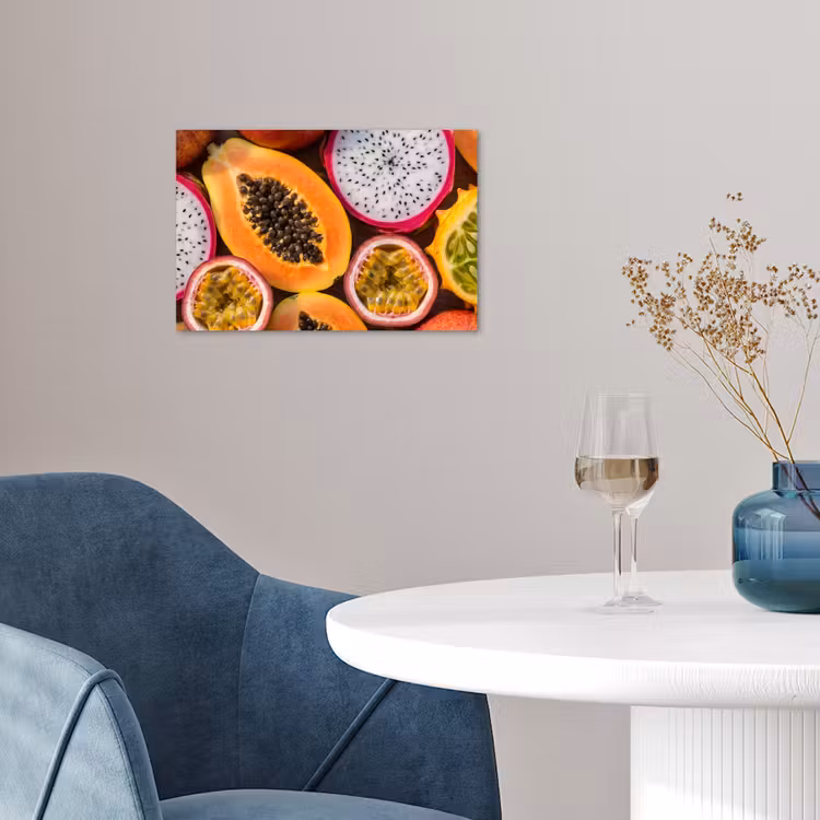 Fruit - Geopend - Tropisch - Eten - Kleurrijk poster papier klein -sfeer3