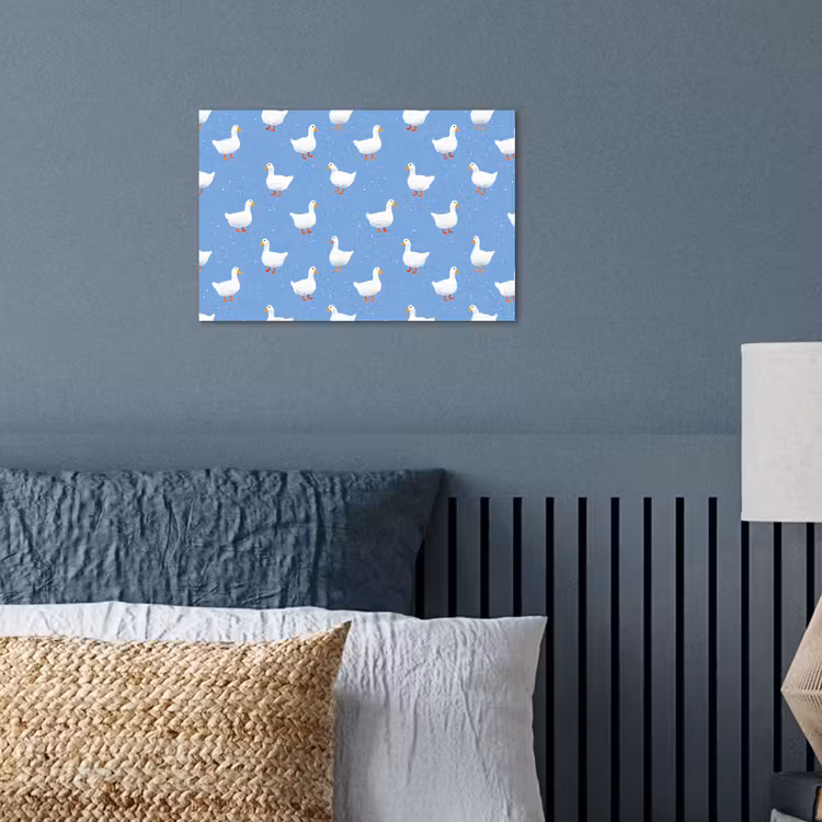Ganzen - Elegant - Blauw poster papier klein 62 -sfeer2