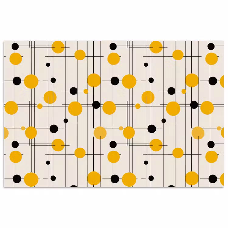 Geometrisch - Retro - Lijnen - Okergeel - Zwart poster papier klein 62 -3d