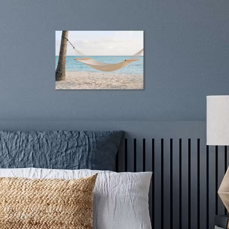 Hangmat - Strand - Wit poster papier klein -sfeer2