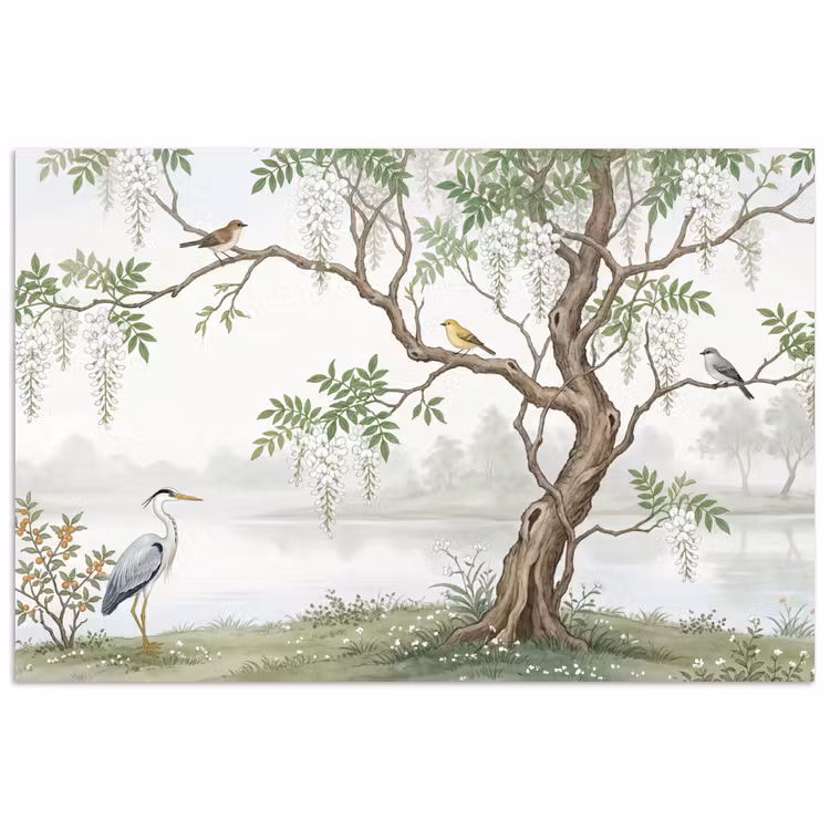 Reiger - Landschap - Groen poster papier klein -3d