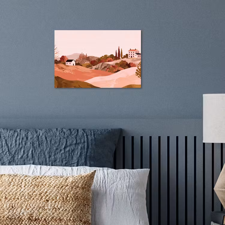 Heuvellandschap - Grafisch - Terracotta poster papier klein -sfeer2