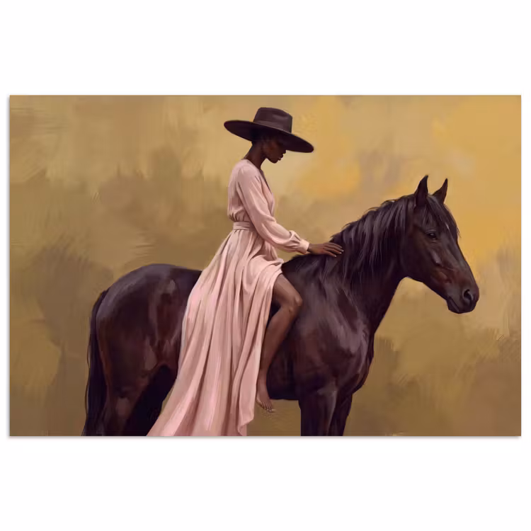 Paard - Klassiek - Oker poster papier klein -3d