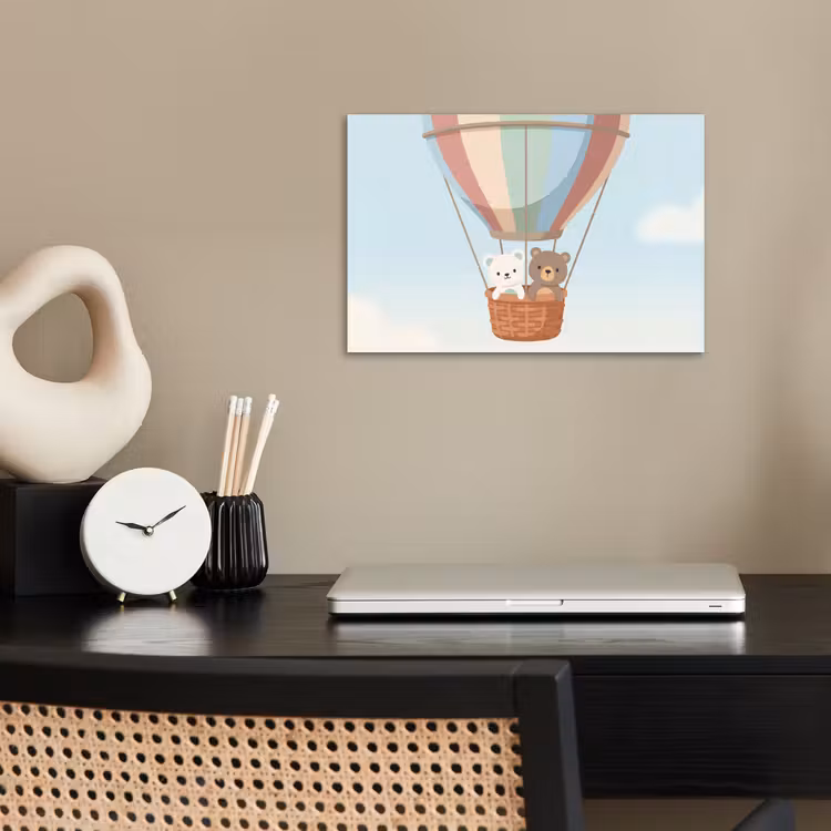 Luchtballon - Beren - Pastel poster papier klein -sfeer1
