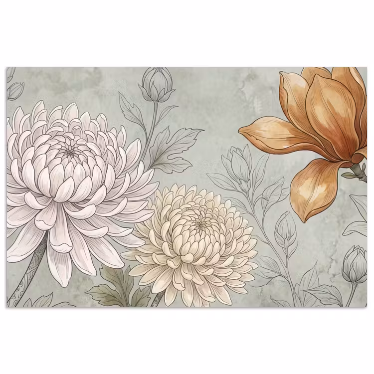 Illustratie - Bloemen - Groen poster papier klein -3d