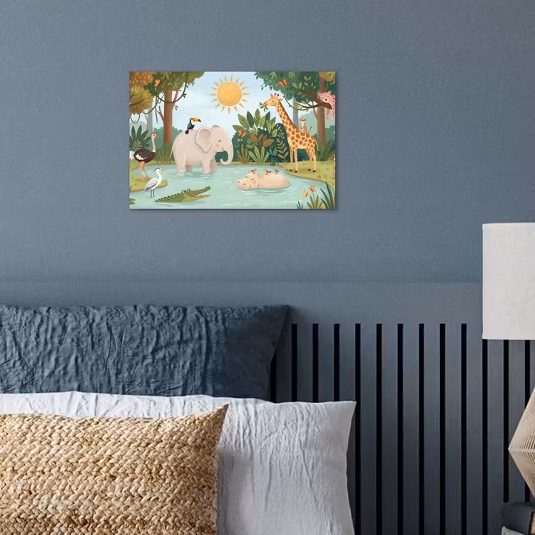 Jungle - Oase - Dieren - Kleurrijk poster papier klein -sfeer2