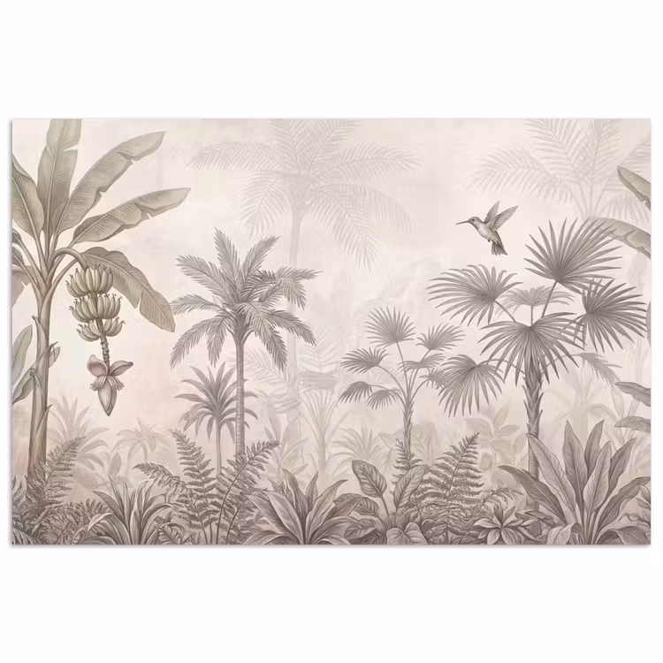 Jungle - Banenboom - Kolibrie - Beige poster papier klein -3d