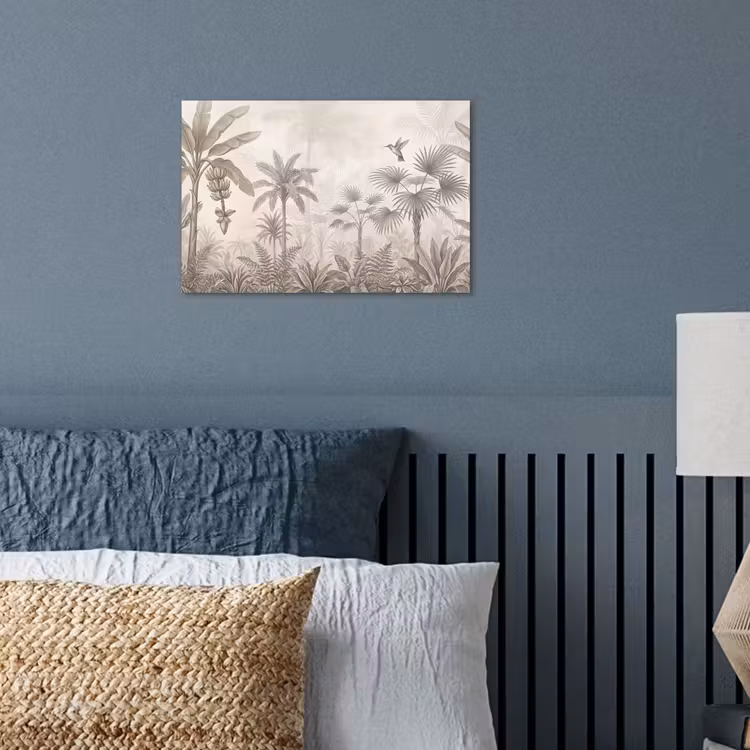 Jungle - Banenboom - Kolibrie - Beige poster papier klein -sfeer2
