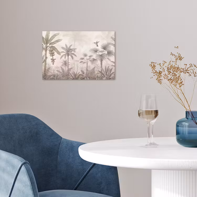 Jungle - Banenboom - Kolibrie - Beige poster papier klein -sfeer3
