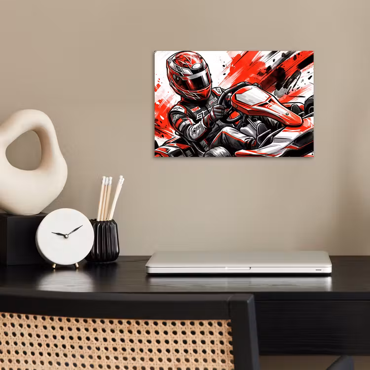 Kart - Coureur - Snelheid - Rood poster papier klein -sfeer1