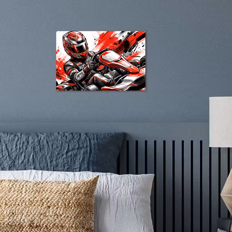 Kart - Coureur - Snelheid - Rood poster papier klein -sfeer2