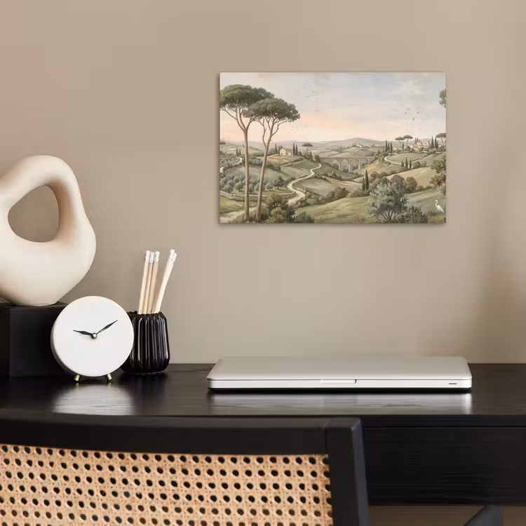 Landschap - Heuvels - Zandpad - Groen poster papier klein -sfeer1