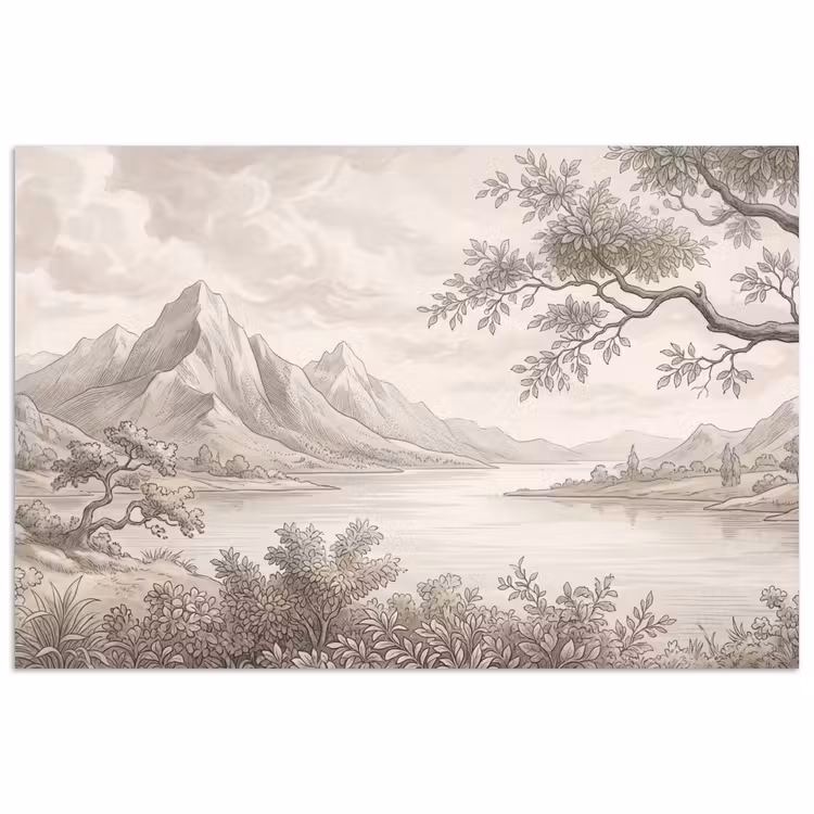 Landschap - Bergen - Meer - Natuur poster papier klein -3d