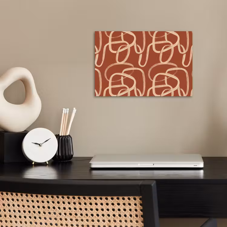 Lijnen - Abstract - Organisch - Terracotta - Crème poster papier klein 62 -sfeer1